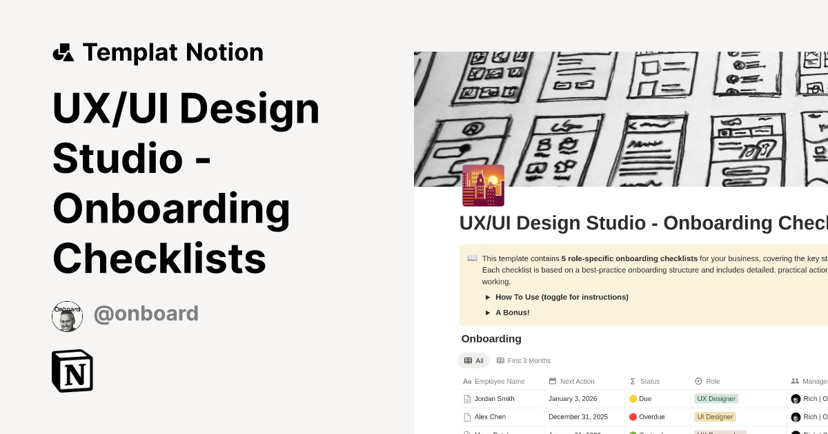 UX/UI Design Studio - Onboarding Checklists Templat oleh Onboarding ...