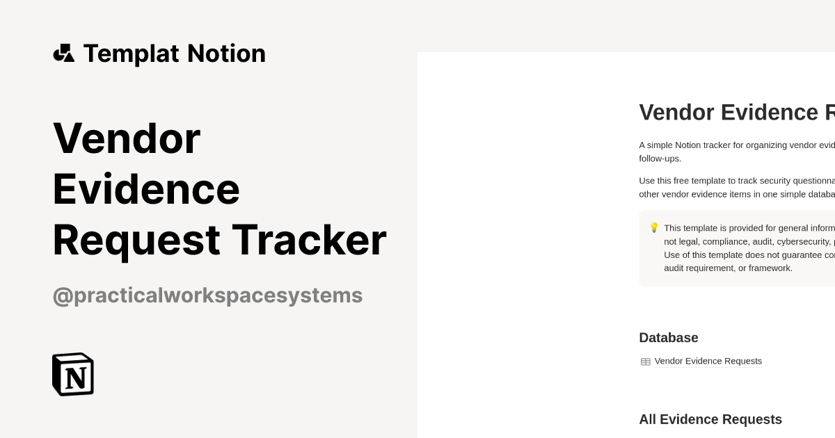 Vendor Evidence Request Tracker Templat oleh Practical Workspace ...