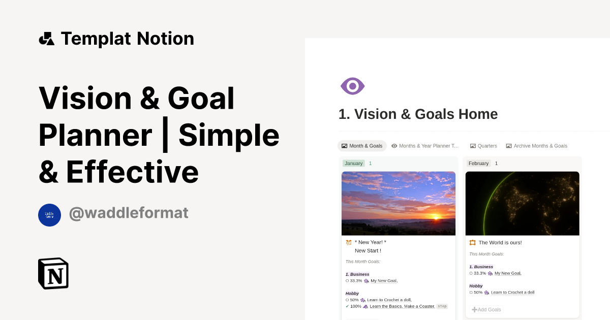 Vision & Goal Planner | Simple & Effective Templat oleh Waddle Format ...