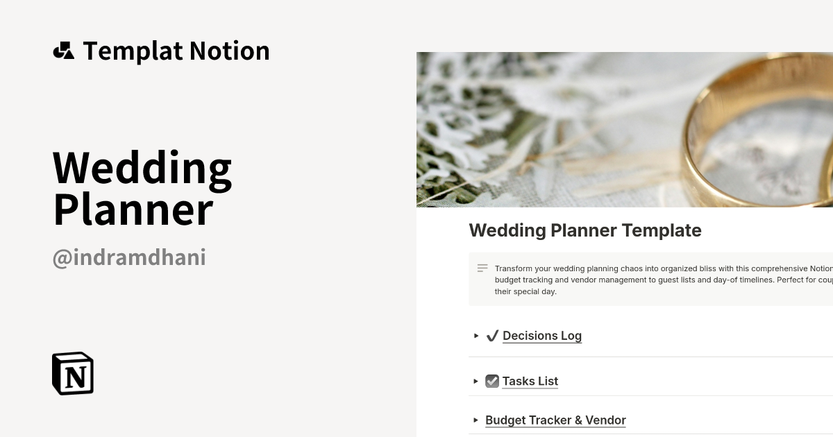 Templat Wedding Planner | Notion Marketplace