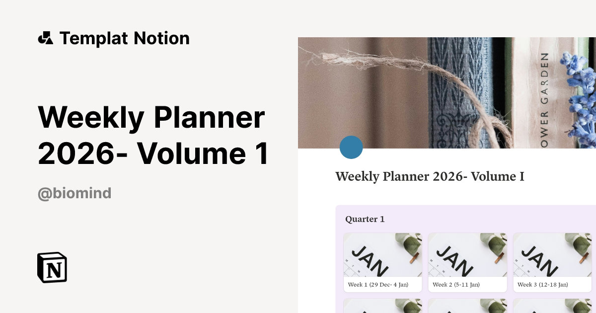 Templat Weekly Planner 2026- Volume 1 | Notion Marketplace