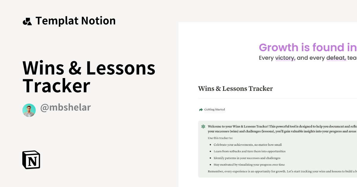 Templat Wins & Lessons Tracker | Notion Marketplace
