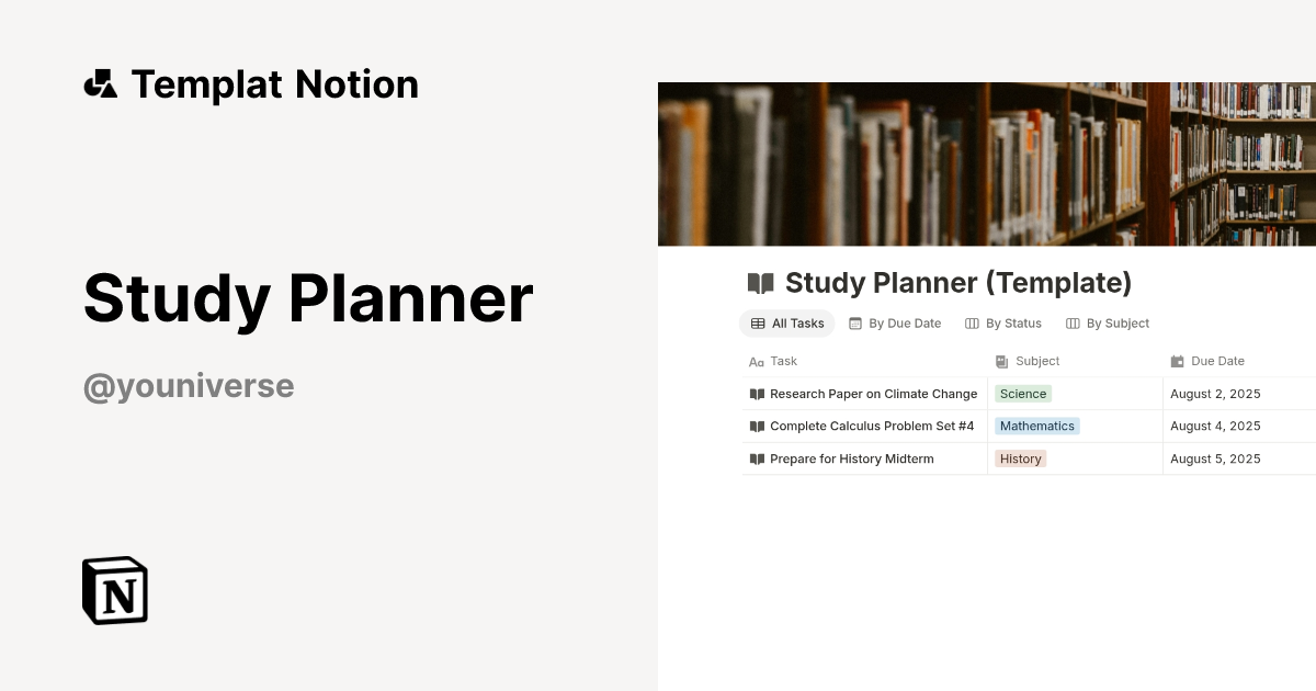 Templat Study Planner | Notion Marketplace