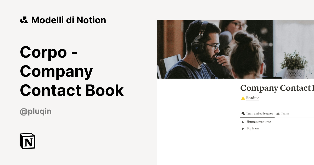 Modello Corpo - Company Contact Book | Marketplace Notion