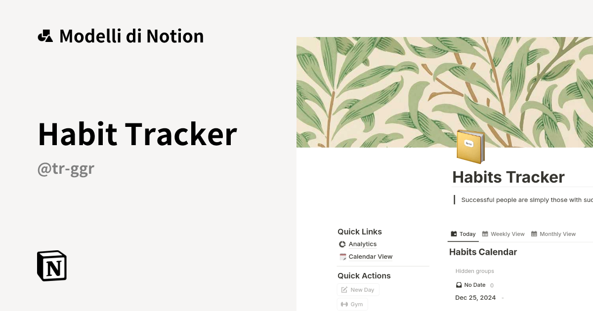 Modello Habit Tracker | Marketplace Notion