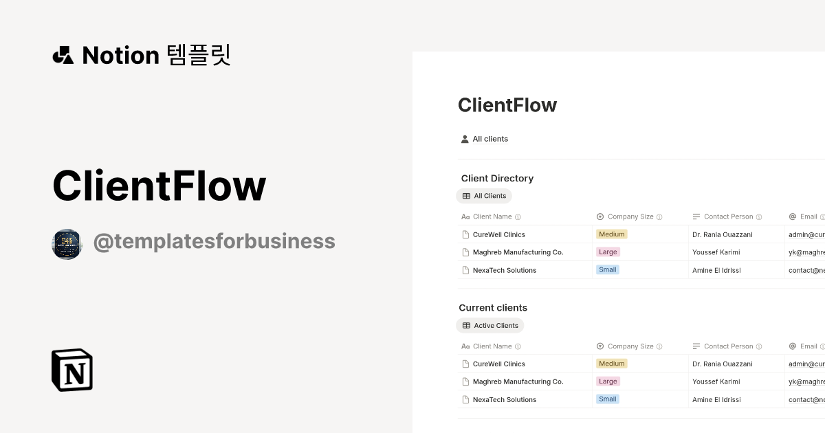 ClientFlow 템플릿 | Notion (노션) 마켓플레이스
