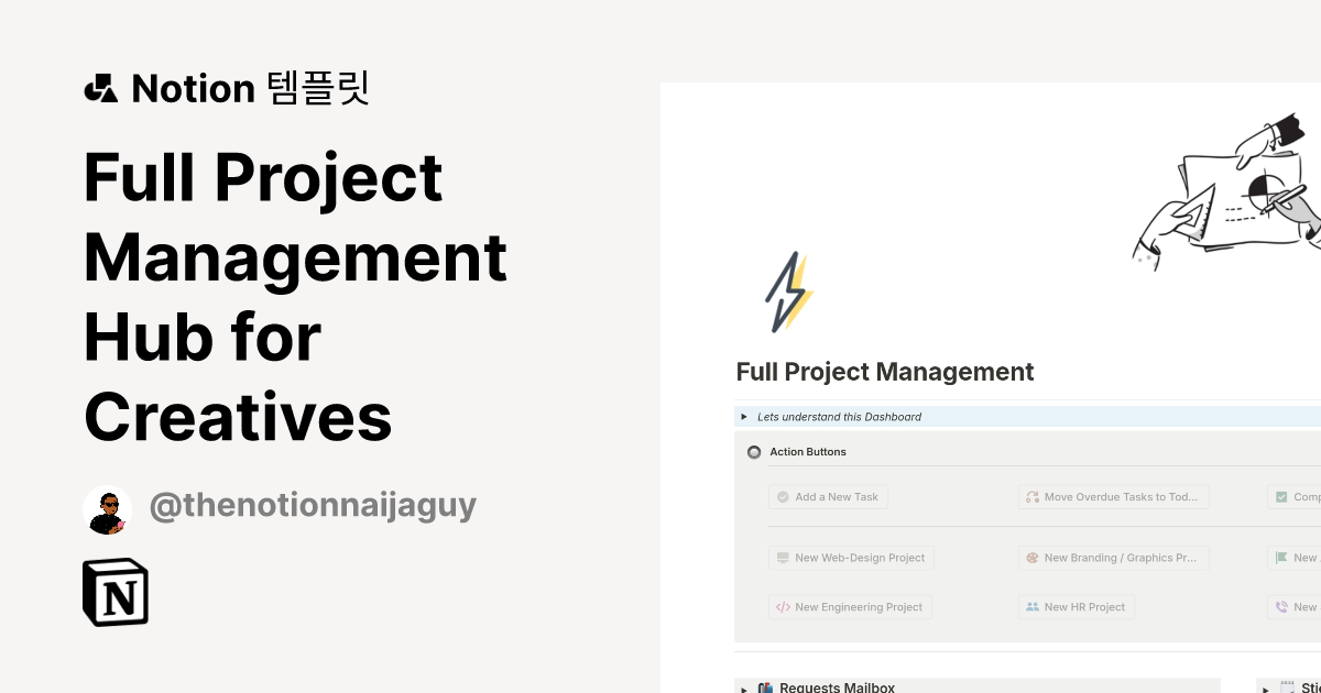 Full Project Management Hub for Creatives 템플릿 제작자 The NotionNaija Guy ...