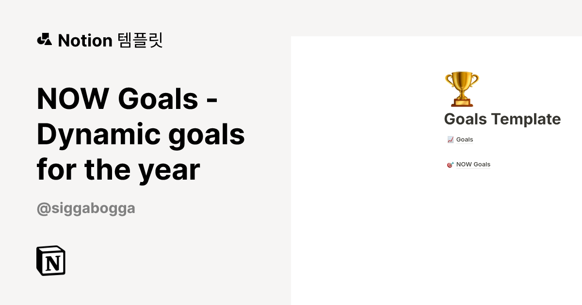 NOW Goals - Dynamic goals for the year 템플릿 | Notion (노션) 마켓플레이스