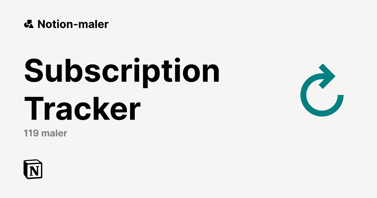 Gratis Subscription Tracker-maler fra Notion | Notions markedsplass