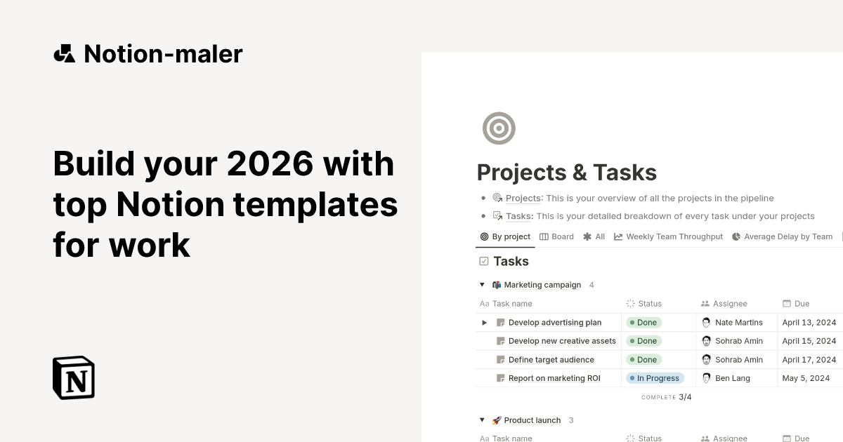 Build your 2026 with top Notion templates for work | Notions ...