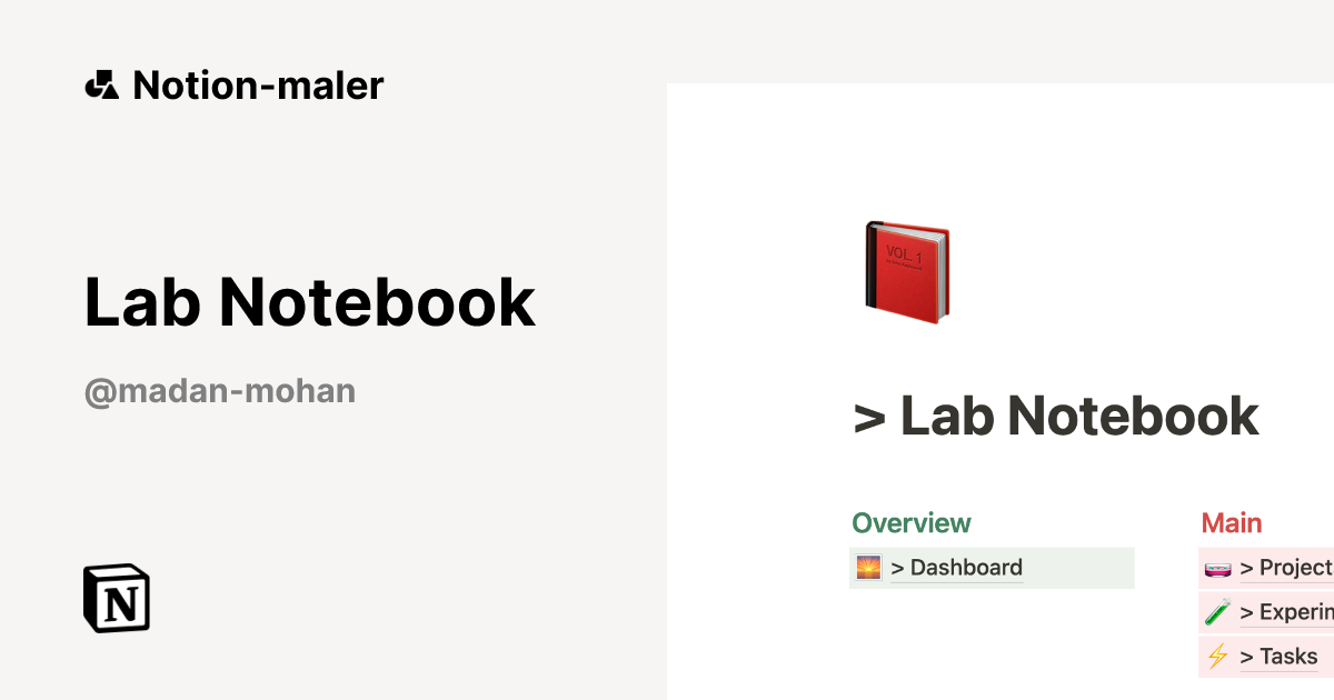 Lab Notebook-mal av Madan Mohan | Notions markedsplass