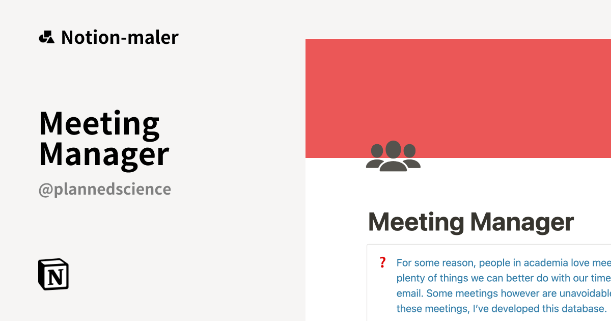 Meeting Manager-mal av plannedscience | Notions markedsplass
