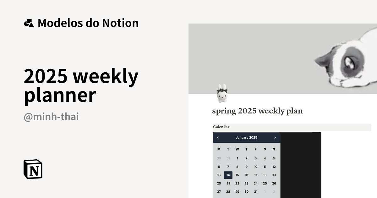 2025 weekly planner Modelo por minhie | Marketplace do Notion