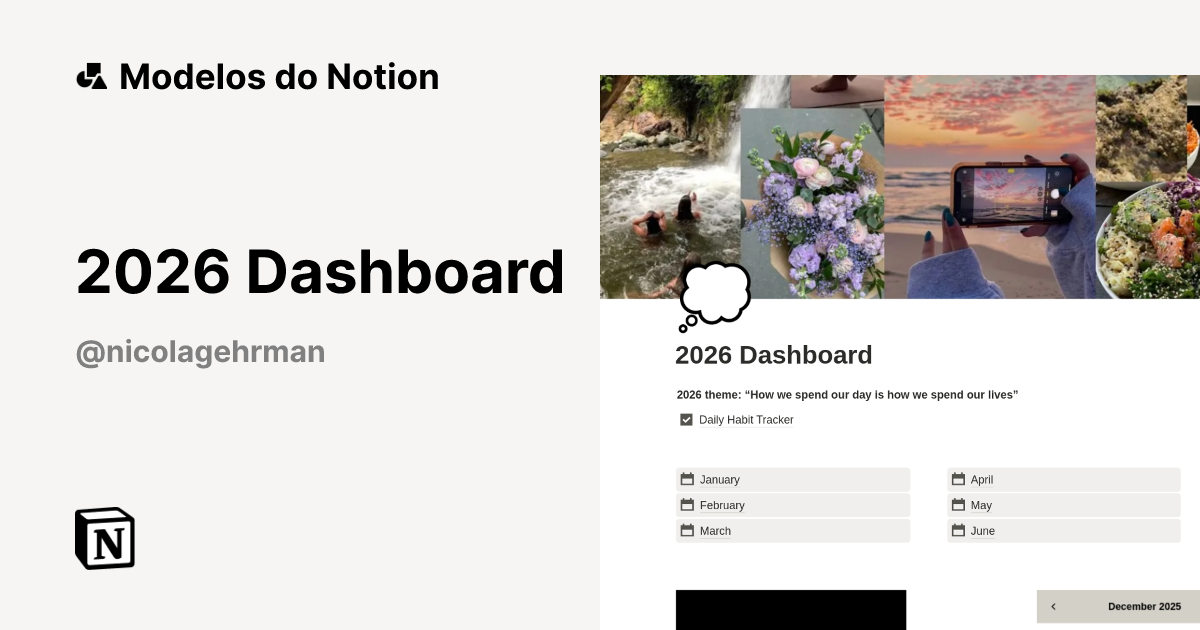 Modelo 2026 Dashboard | Marketplace do Notion