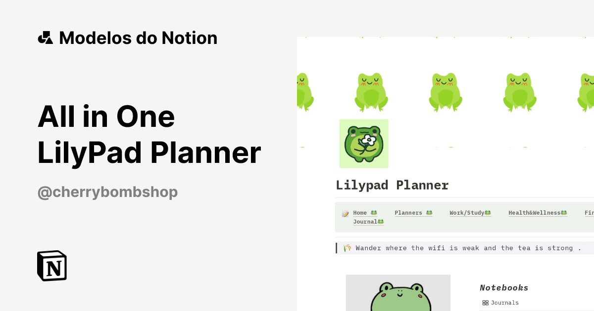 Modelo All in One LilyPad Planner | Marketplace do Notion