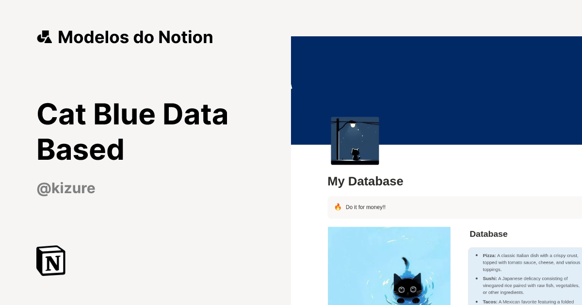 Cat Blue Data Based Modelo por Kizure | Marketplace do Notion
