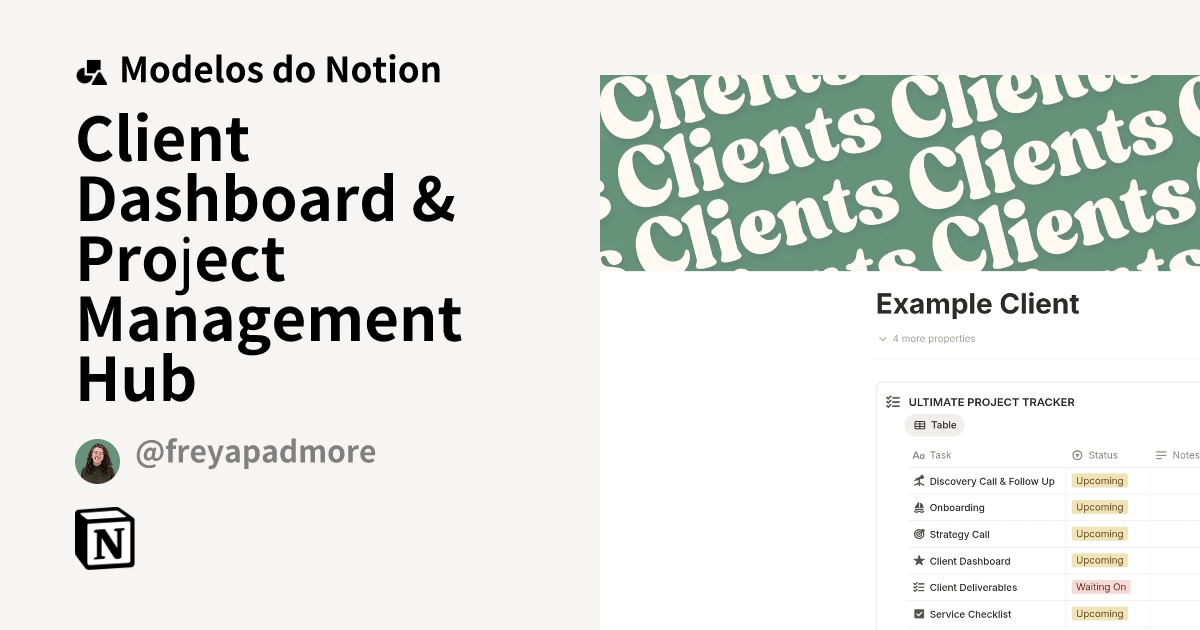 Modelo Client Dashboard & Project Management Hub | Marketplace do Notion