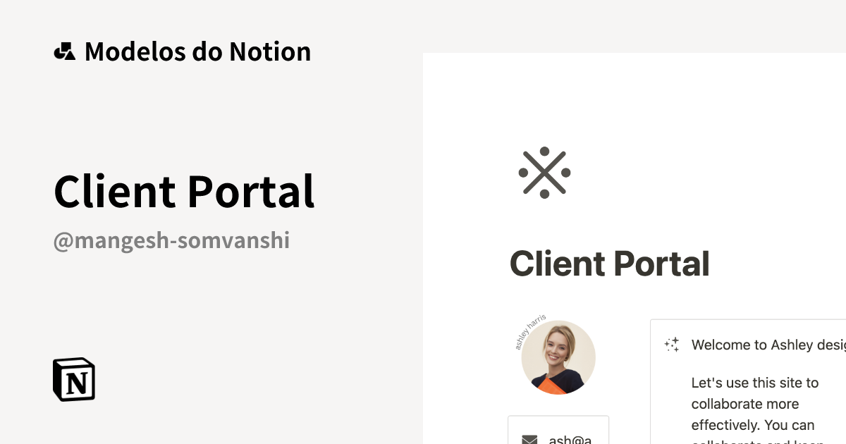 Client Portal Modelo por Mangesh Somvanshi | Marketplace do Notion