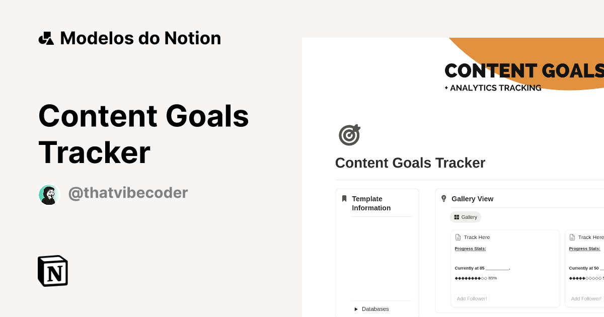 Modelo Content Goals Tracker | Marketplace do Notion