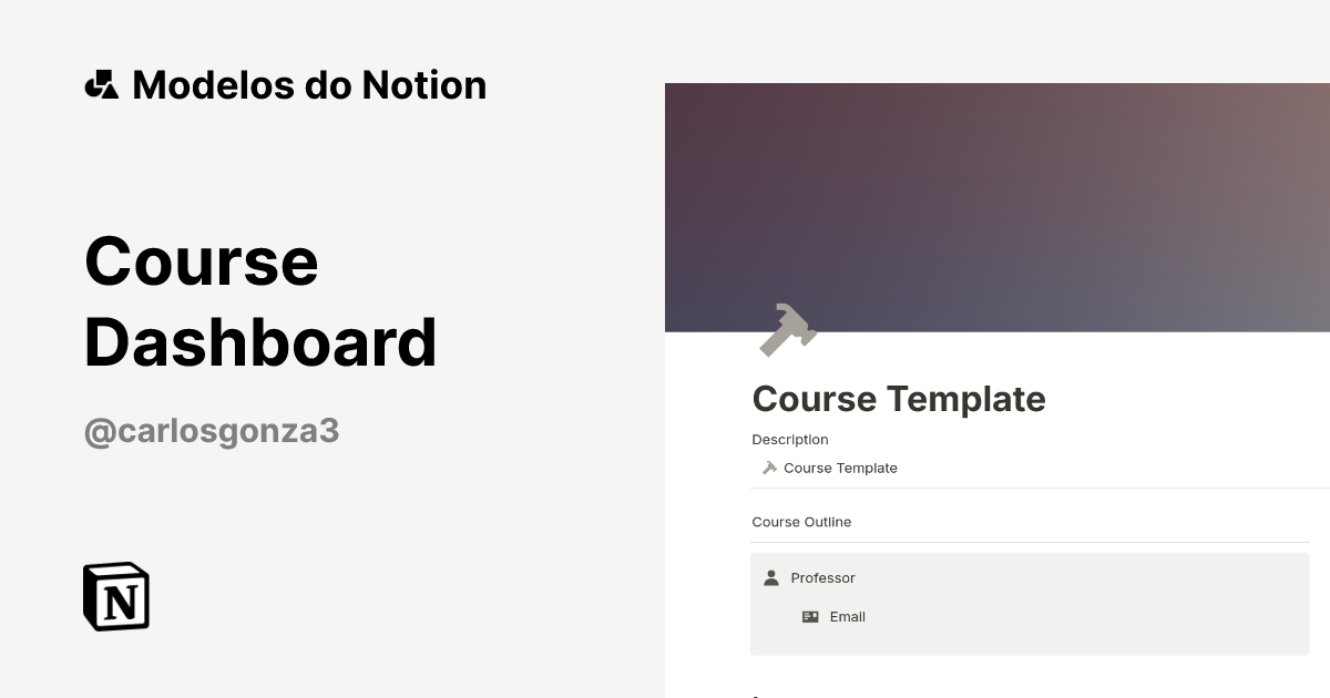 Modelo Course Dashboard | Marketplace do Notion
