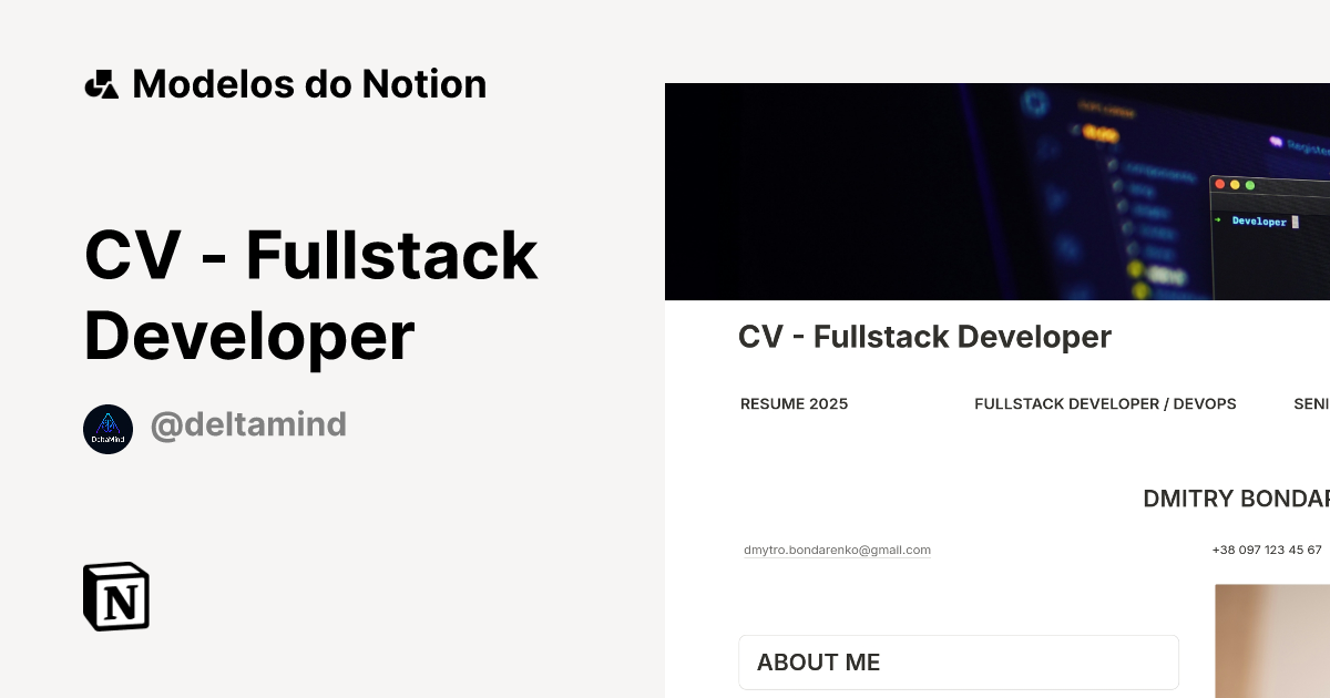 Modelo CV - Fullstack Developer | Marketplace do Notion