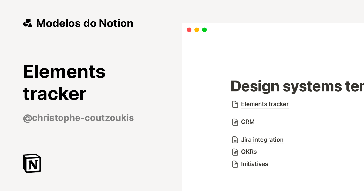 Modelo Elements tracker | Marketplace do Notion