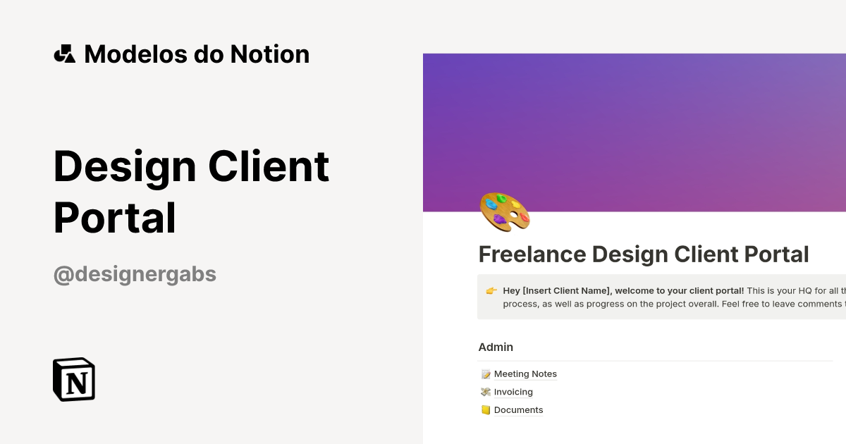 Design Client Portal Modelo por Gabi | Marketplace do Notion