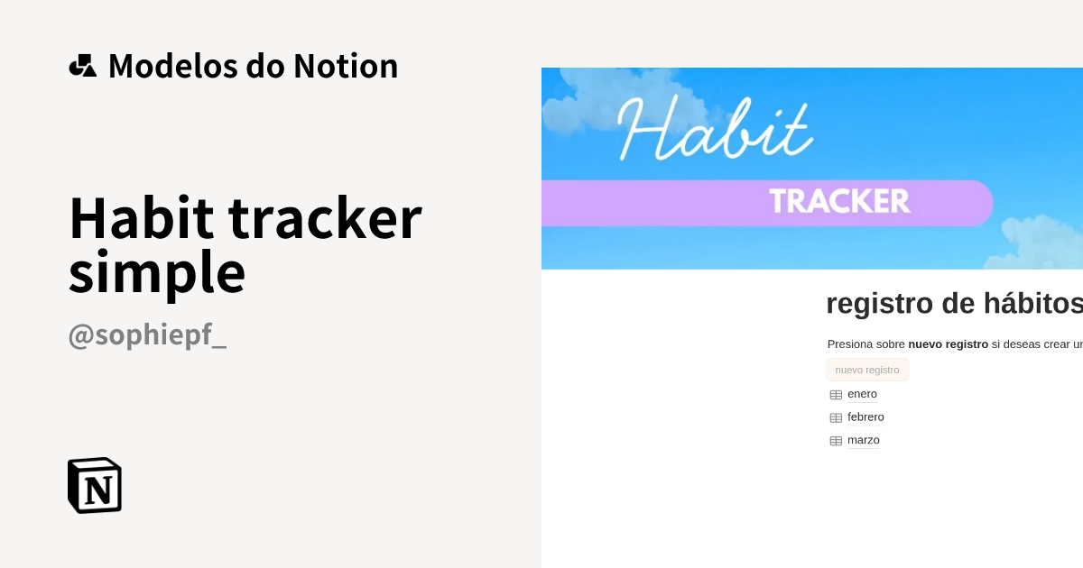 Modelo Habit tracker simple | Marketplace do Notion