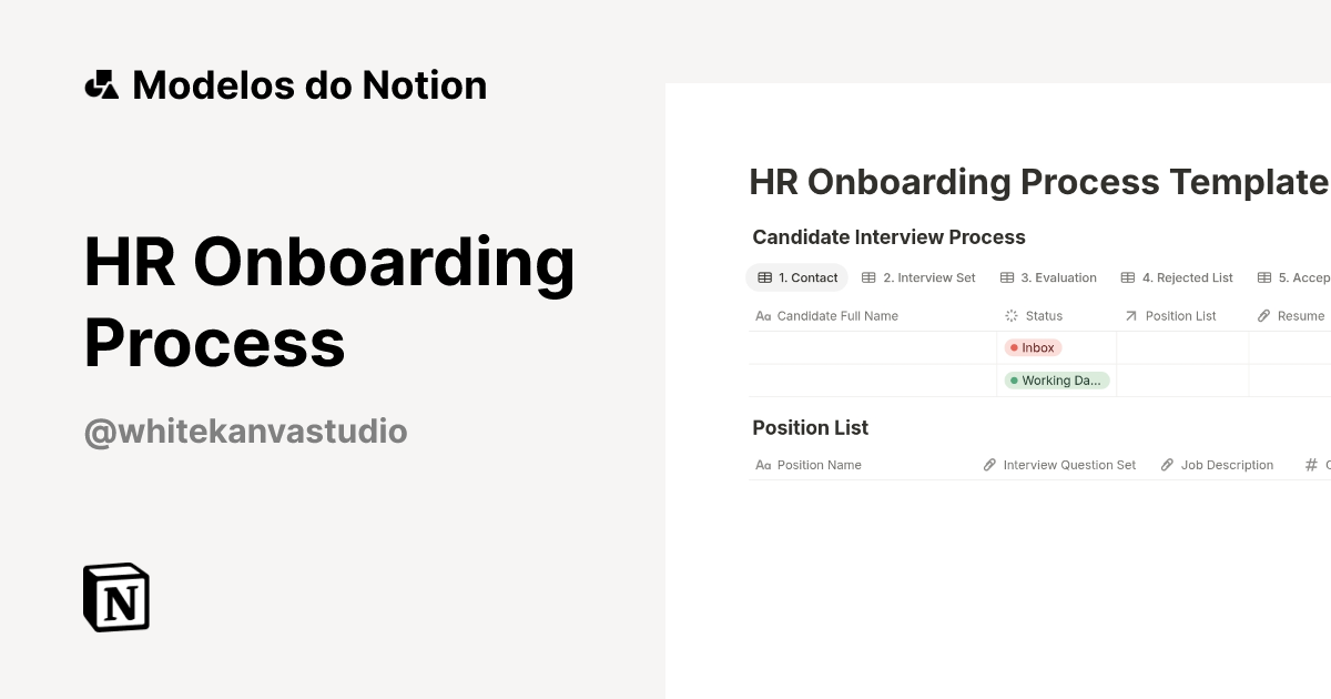 Modelo HR Onboarding Process | Marketplace do Notion