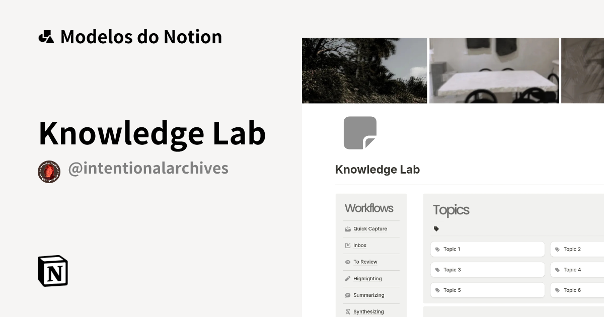 Knowledge Lab Modelo por Intentional Archives | Marketplace do Notion