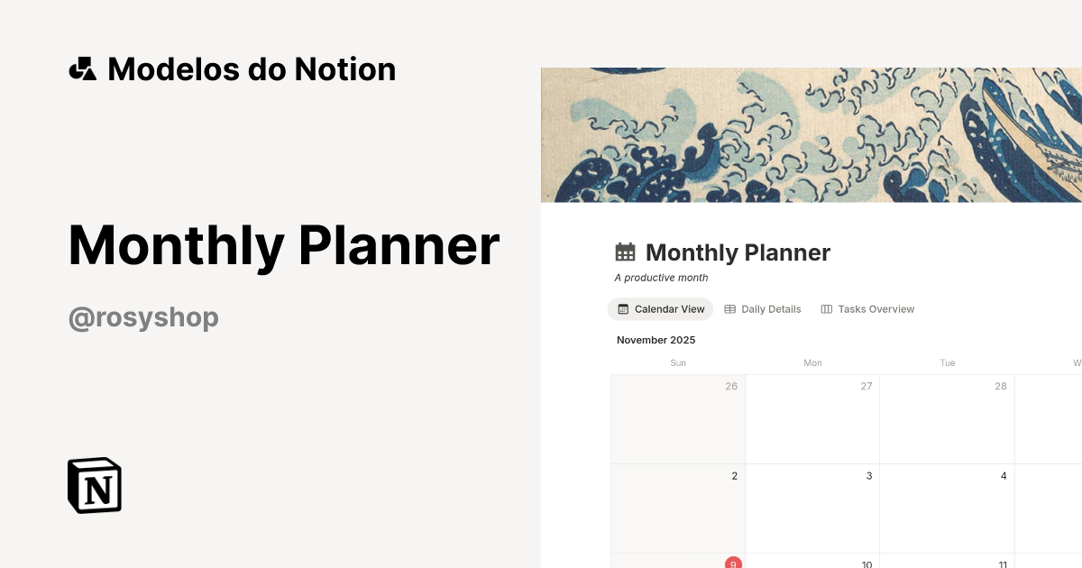 Modelo Monthly Planner | Marketplace do Notion