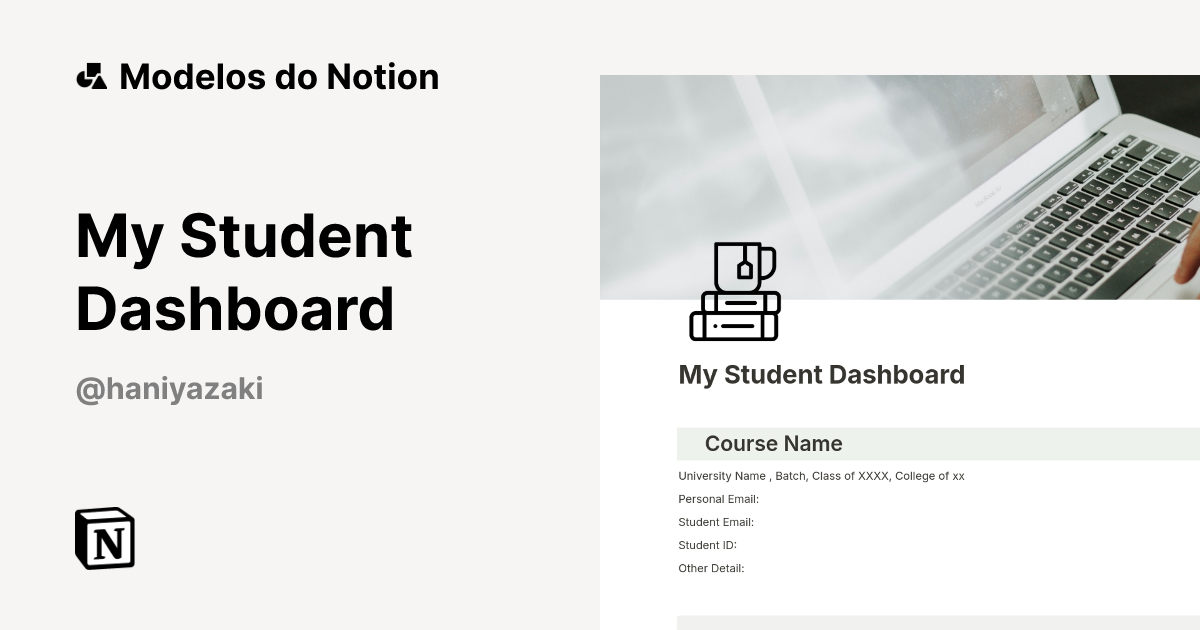 Modelo My Student Dashboard | Marketplace do Notion