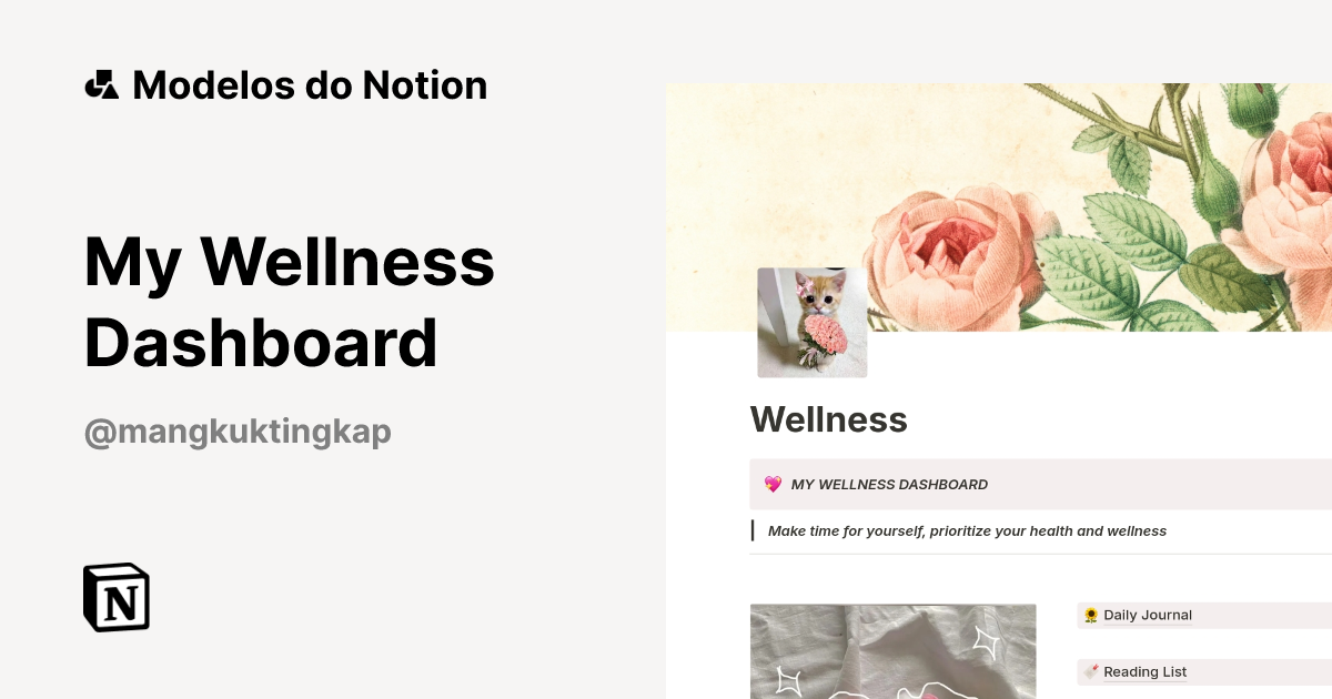 Modelo My Wellness Dashboard | Marketplace do Notion