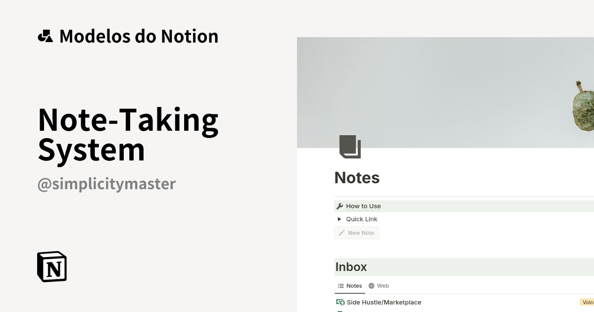 Note-Taking System Modelo por Lidiia | Marketplace do Notion