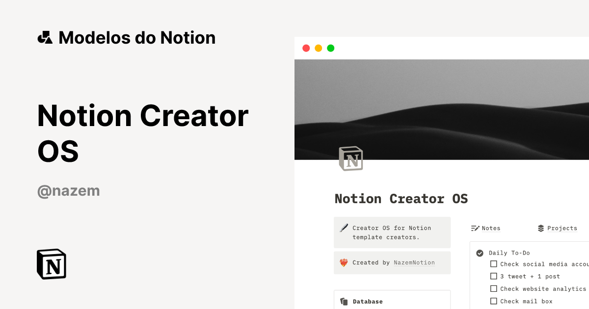 Modelo Notion Creator OS | Marketplace do Notion