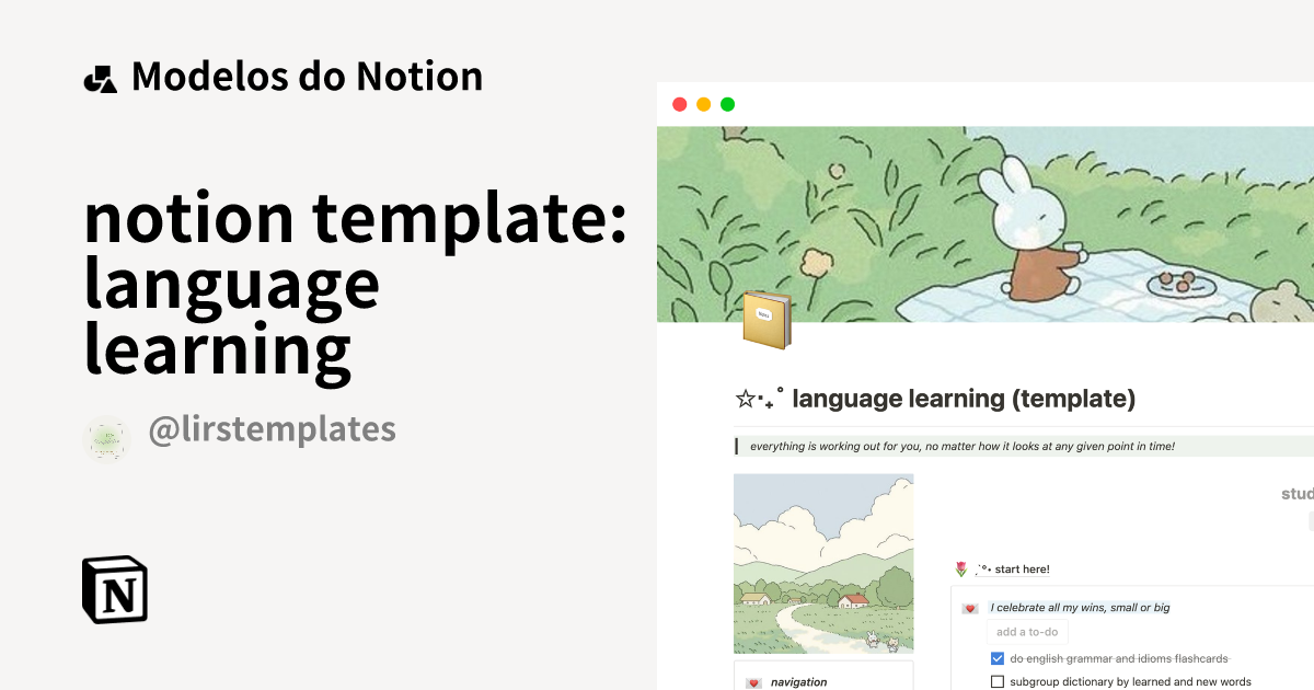 Modelo notion template: language learning | Marketplace do Notion