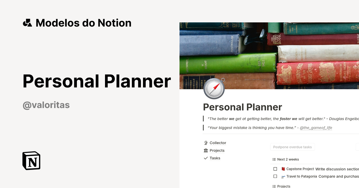 Modelo Personal Planner | Marketplace do Notion