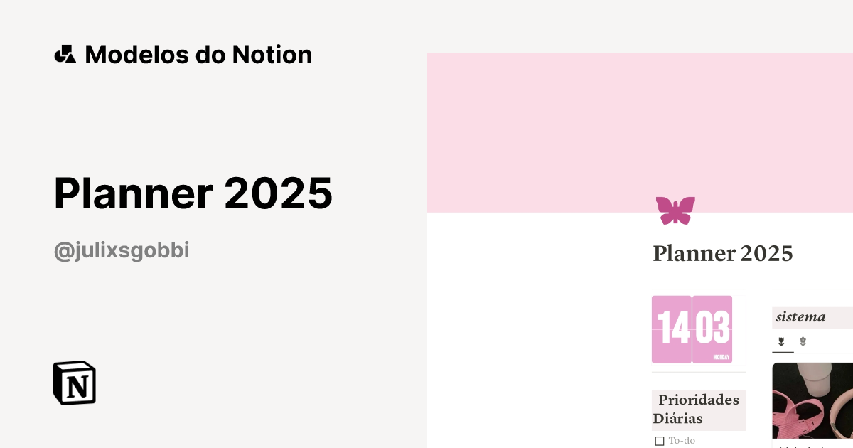Planner 2025 Modelo por Julia Gobbi | Marketplace do Notion