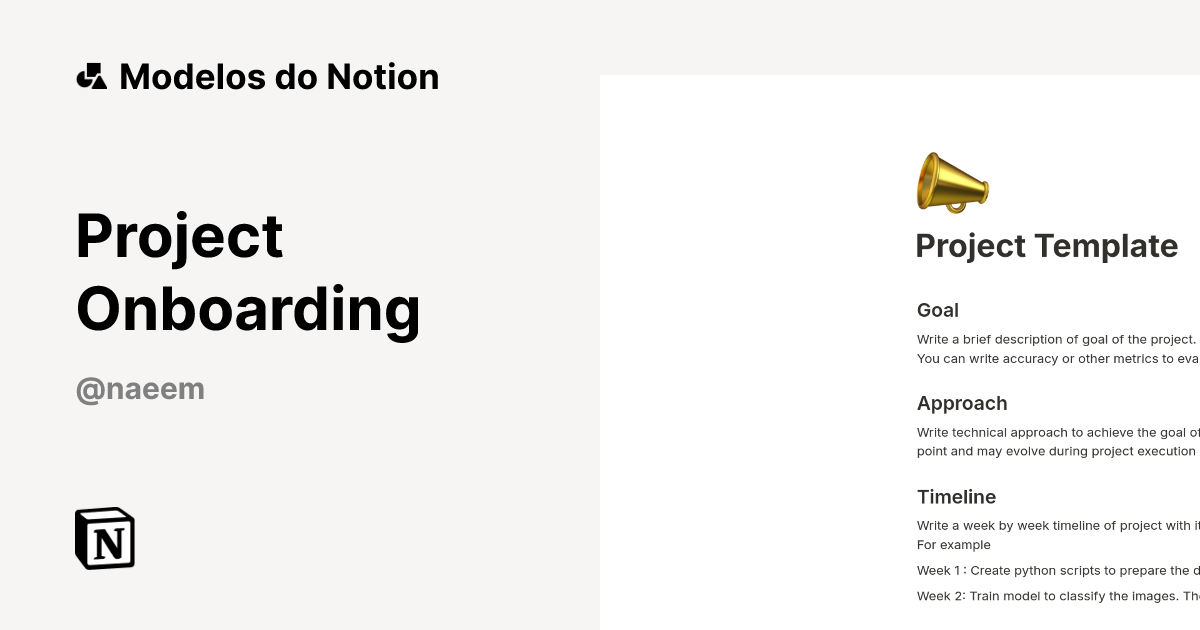 Modelo Project Onboarding | Marketplace do Notion