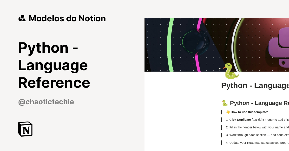 Python - Language Reference Modelo por ChaoticTechie | Marketplace do ...