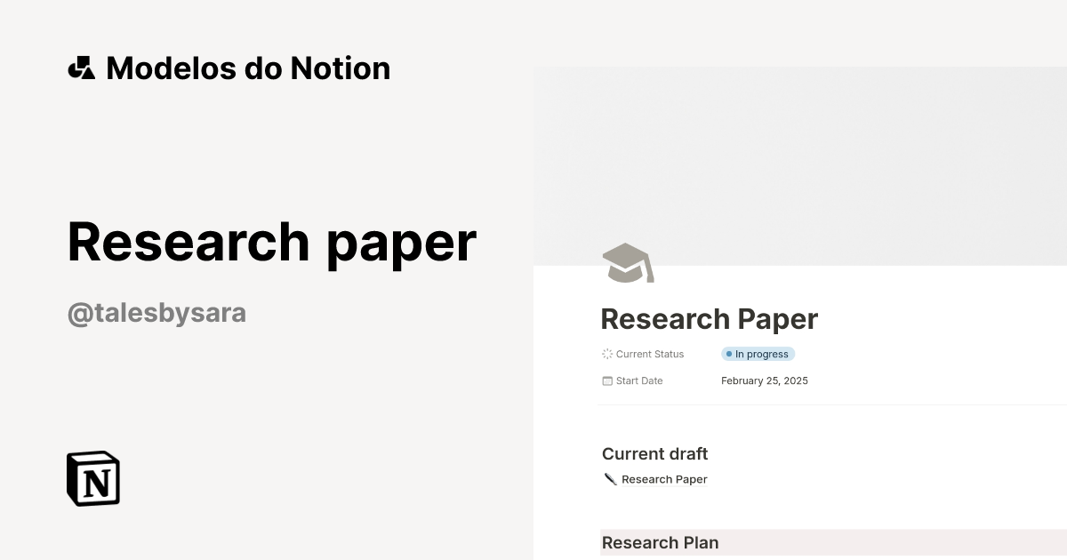 Research paper Modelo por Sara Sumbal | Marketplace do Notion