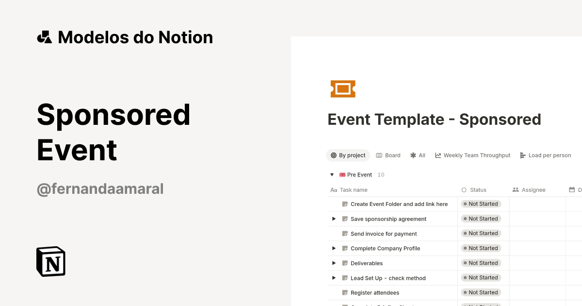 Modelo Sponsored Event | Marketplace do Notion