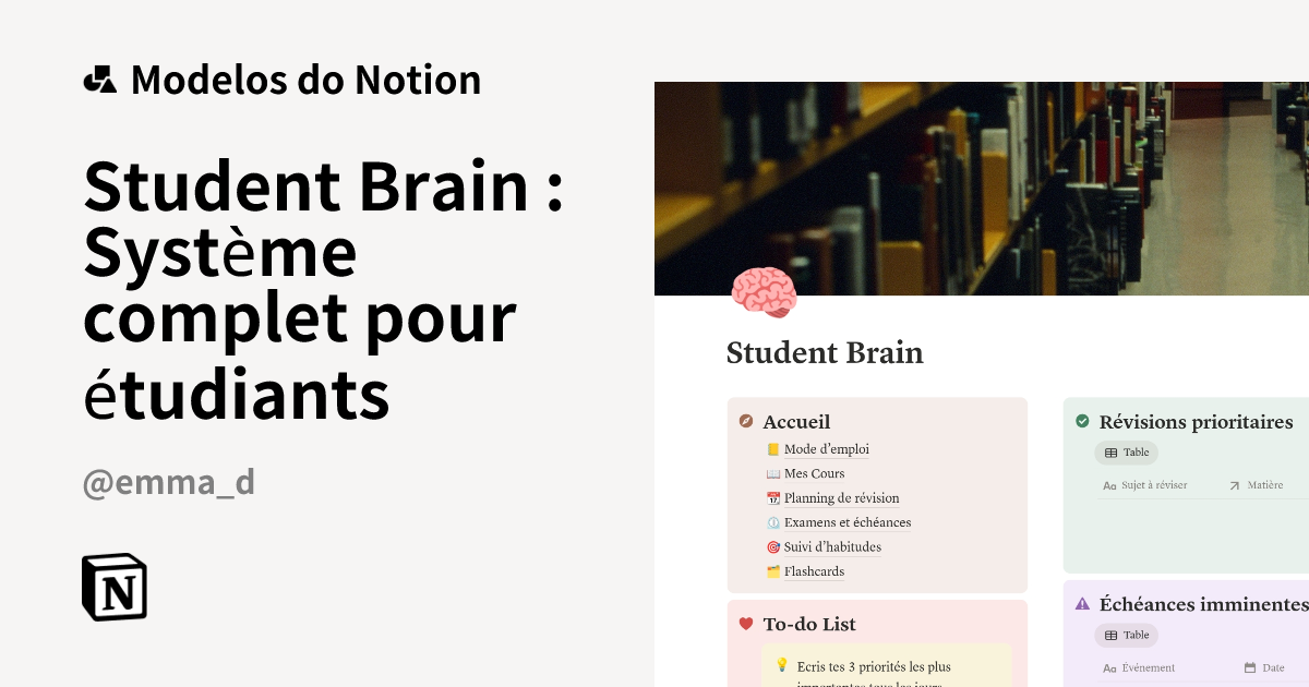 Modelo Student Brain : Système complet pour étudiants | Marketplace do ...