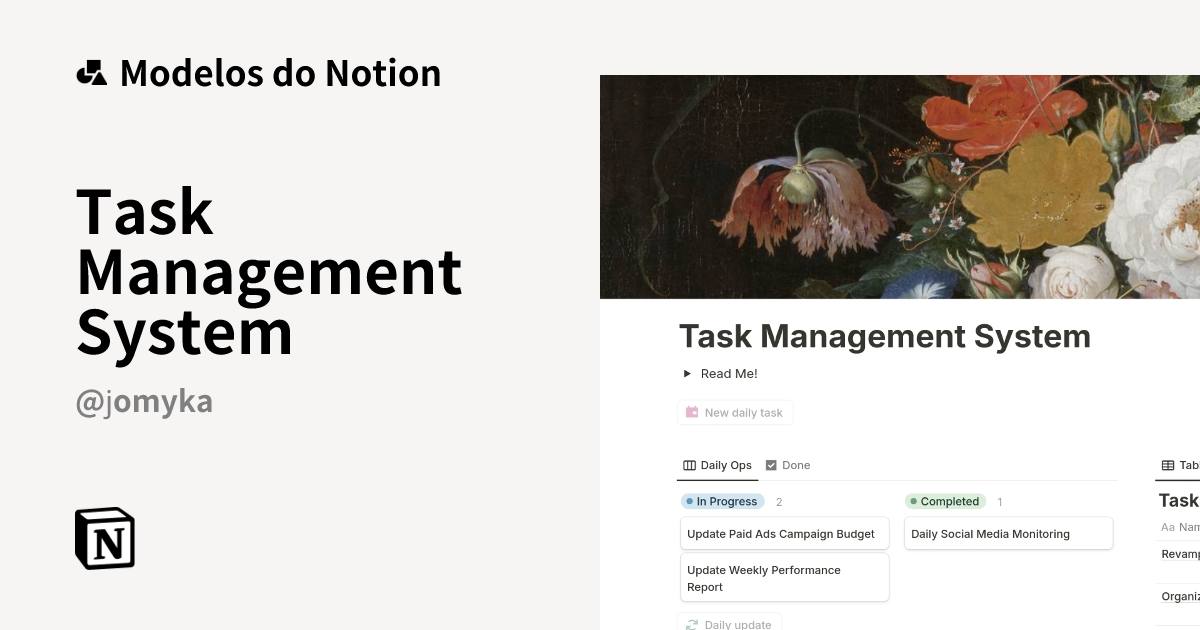 Modelo Task Management System | Marketplace do Notion
