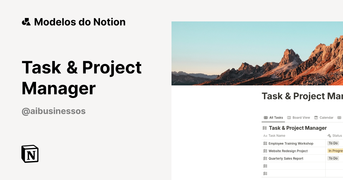Modelo Task & Project Manager | Marketplace do Notion
