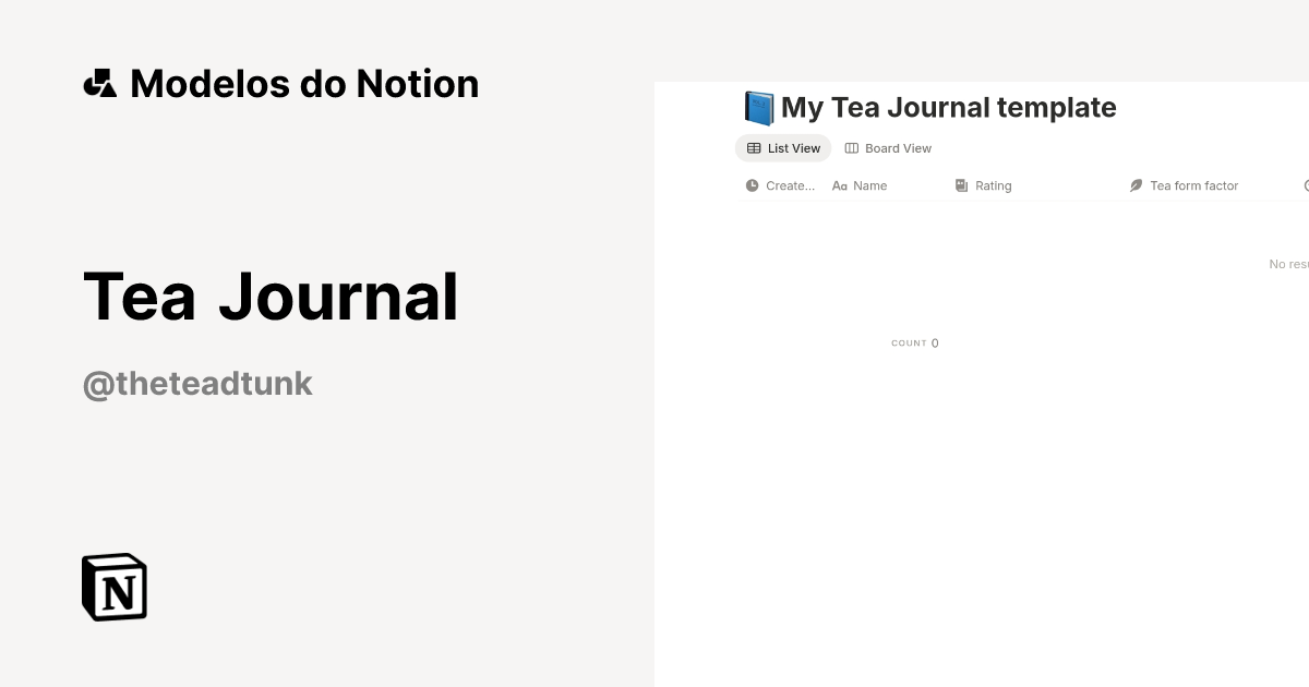 Modelo Tea Journal | Marketplace do Notion