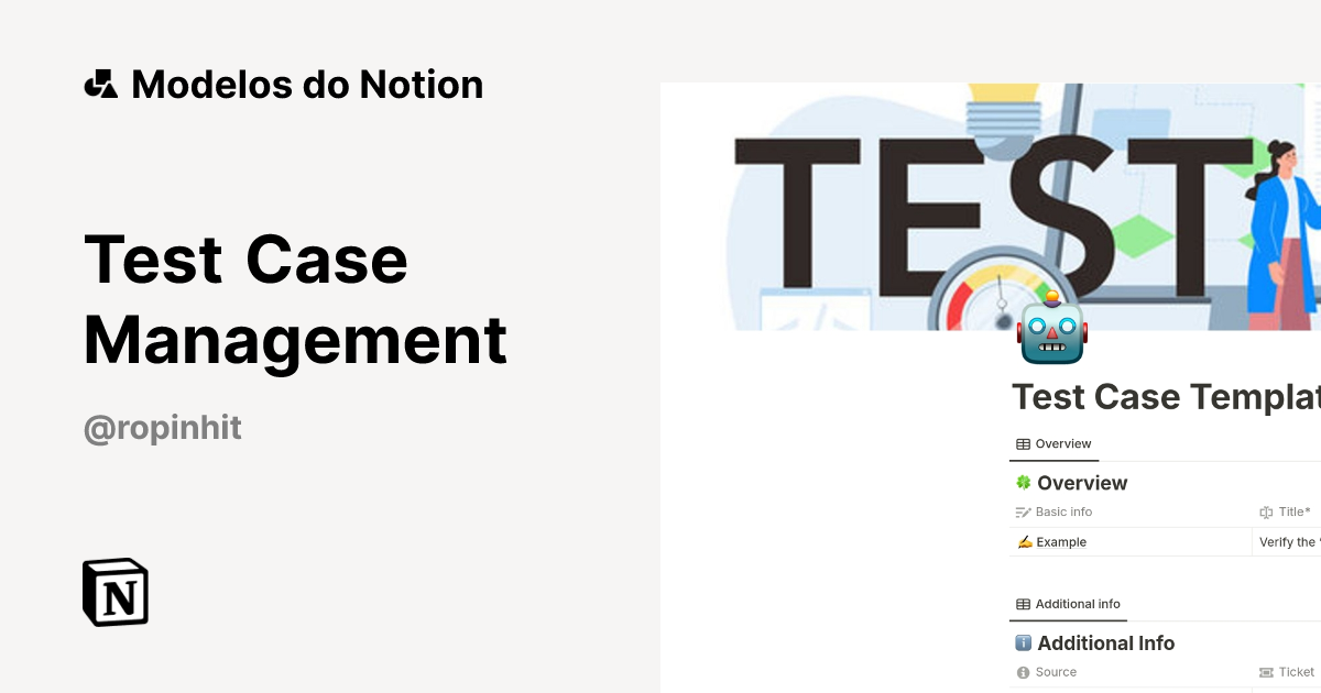 Modelo Test Case Management | Marketplace do Notion
