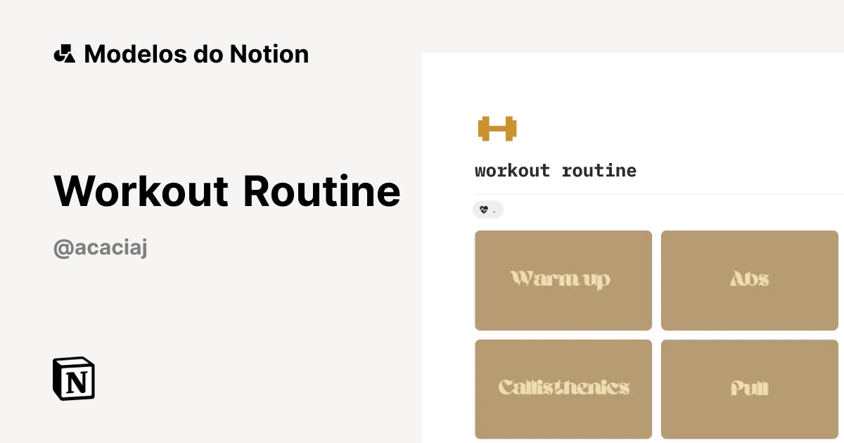 Modelo Workout Routine | Marketplace do Notion