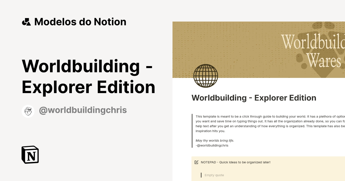 Modelo Worldbuilding - Explorer Edition | Marketplace do Notion