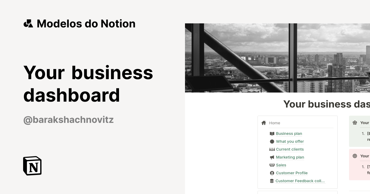 Modelo Your business dashboard | Marketplace do Notion